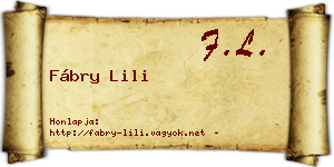 Fábry Lili névjegykártya